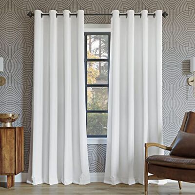 SUN ZERO Nordic 2er-Pack Theaterqualität Extreme Total Verdunkelungsvorhänge mit Ösen, 132,1 x 243,8 cm, Weiß SUN ZERO Nordic 2er-Pack Theaterqualität Extreme Total Verdunkelungsvorhänge mit Ösen, 132,1 x 243,8 cm, Weiß