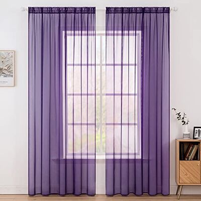 MIULEE Vorhänge Gardinen, Stangendurchzug Violett, 2er Set 260x140cm Transparente Gardine aus Voile, Luftig Leicht, Einfarbig Dekoschal für Wohnzimmer & Schlafzimmer MIULEE Vorhänge Gardinen, Stangendurchzug Violett, 2er Set 260x140cm Transparente Gardine aus Voile, Luftig Leicht, Einfarbig Dekoschal für Wohnzimmer & Schlafzimmer