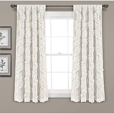 Lush Decor Gardinen für Fenster, Rautenmuster, 160 x 137 cm, Weiß Lush Decor Gardinen für Fenster, Rautenmuster, 160 x 137 cm, Weiß