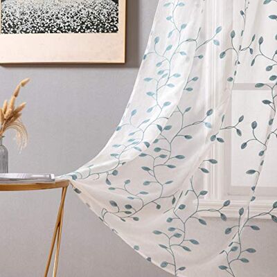 MIULEE Vorhänge Voile Blumen Stickerei mit Ösen 140x175cm Blätter Hellgrün Sheer Vorhang Transparent Gardine Ösenvorhang Gaze Paarig Schals Fensterschal für Wohnzimmer Schlafzimmer 2er-Set MIULEE Vorhänge Voile Blumen Stickerei mit Ösen 140x175cm Blätter Hellgrün Sheer Vorhang Transparent Gardine Ösenvorhang Gaze Paarig Schals Fensterschal für Wohnzimmer Schlafzimmer 2er-Set