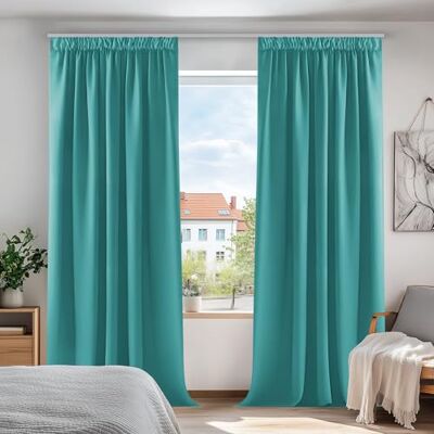Deconovo Gardinen Wohnzimmer Blickdicht mit Kräuselband für Schienen Türkis 2er Set, H 210 x B 140 cm, Thermovorhang Hitzeschutz, Schlafzimmer Gardinen, für Thermal Curtains, Sichtschutz, Übergardinen Deconovo Gardinen Wohnzimmer Blickdicht mit Kräuselband für Schienen Türkis 2er Set, H 210 x B 140 cm, Thermovorhang Hitzeschutz, Schlafzimmer Gardinen, für Thermal Curtains, Sichtschutz, Übergardinen