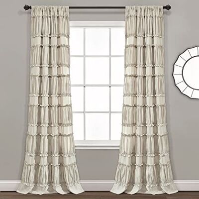 Lush Decor Nova Rüschen-Fenstervorhang, 106,6 cm B x 213,3 cm L, neutral Lush Decor Nova Rüschen-Fenstervorhang, 106,6 cm B x 213,3 cm L, neutral