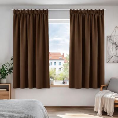 Deconovo Gardinen Kräuselband für Schienensystem Thermovorhang Deko Braun 2er Set, H 138 x B 117 cm, Verdunklungsgardine, Kinderzimmer Vorhänge, Vorhänge Kurz, Blackout Curtain, Schallschutz Vorhang Deconovo Gardinen Kräuselband für Schienensystem Thermovorhang Deko Braun 2er Set, H 138 x B 117 cm, Verdunklungsgardine, Kinderzimmer Vorhänge, Vorhänge Kurz, Blackout Curtain, Schallschutz Vorhang