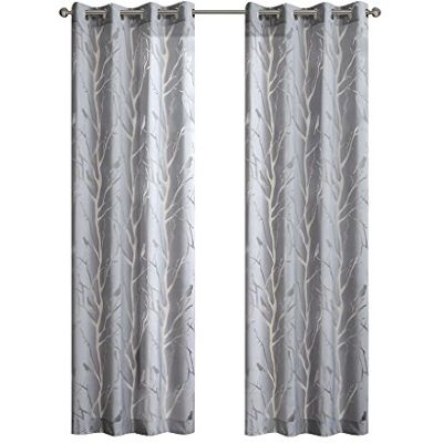 Madison Park Halbtransparenter Vorhang, modern, zeitgenössisch, botanischer Druck, Ösenoberseite, Einzelfenstervorhang für Wohnzimmer, Schlafzimmer und Schlafsaal, 127 x 241 cm, Vogelgrau Madison Park Halbtransparenter Vorhang, modern, zeitgenössisch, botanischer Druck, Ösenoberseite, Einzelfenstervorhang für Wohnzimmer, Schlafzimmer und Schlafsaal, 127 x 241 cm, Vogelgrau