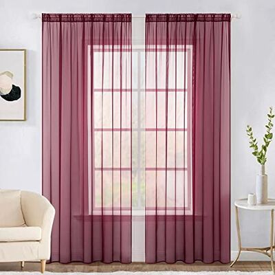 MIULEE Vorhänge Gardinen, Stangendurchzug Rot, 2er Set 225x140cm aus Voile Transparente Gardine aus Voile, Luftig Leicht, Einfarbig Dekoschal für Wohnzimmer & Schlafzimmer MIULEE Vorhänge Gardinen, Stangendurchzug Rot, 2er Set 225x140cm aus Voile Transparente Gardine aus Voile, Luftig Leicht, Einfarbig Dekoschal für Wohnzimmer & Schlafzimmer
