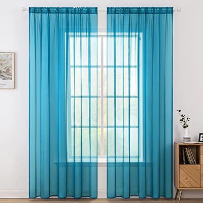 MIULEE Vorhänge Gardinen, Stangendurchzug Blau-Türkis, 2er Set 245x140cm Transparente Gardine aus Voile, Luftig Leicht, Einfarbig Dekoschal für Wohnzimmer & Schlafzimmer MIULEE Vorhänge Gardinen, Stangendurchzug Blau-Türkis, 2er Set 245x140cm Transparente Gardine aus Voile, Luftig Leicht, Einfarbig Dekoschal für Wohnzimmer & Schlafzimmer