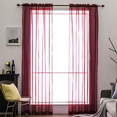 MIULEE Vorhänge Gardinen, Stangendurchzug Rot, 2er Set 175x140cm aus Voile Transparente Gardine aus Voile, Luftig Leicht, Einfarbig Dekoschal für Wohnzimmer & Schlafzimmer MIULEE Vorhänge Gardinen, Stangendurchzug Rot, 2er Set 175x140cm aus Voile Transparente Gardine aus Voile, Luftig Leicht, Einfarbig Dekoschal für Wohnzimmer & Schlafzimmer