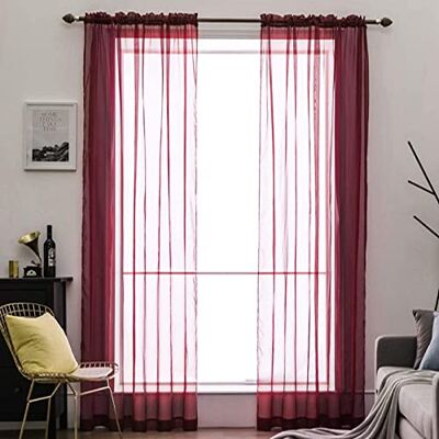 MIULEE Vorhänge Gardinen, Stangendurchzug Rot, 2er Set 260x140cm aus Voile Transparente Gardine aus Voile, Luftig Leicht, Einfarbig Dekoschal für Wohnzimmer & Schlafzimmer MIULEE Vorhänge Gardinen, Stangendurchzug Rot, 2er Set 260x140cm aus Voile Transparente Gardine aus Voile, Luftig Leicht, Einfarbig Dekoschal für Wohnzimmer & Schlafzimmer