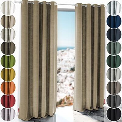 Schuette ® Verdunkelungs-Vorhang Gardine mit Ösen ● Millenium Velvet: Brown Teddy (Beige) ● 210x130 cm Höhe x Breite (1 Stück) ● Knitterfrei Pflegeleicht Thermo Blickdicht & stark Abdunkelnd Schuette ® Verdunkelungs-Vorhang Gardine mit Ösen ● Millenium Velvet: Brown Teddy (Beige) ● 210x130 cm Höhe x Breite (1 Stück) ● Knitterfrei Pflegeleicht Thermo Blickdicht & stark Abdunkelnd