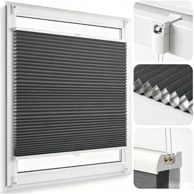 SALCAR Wabenplissee ohne Bohren Verdunkelung, Thermo Doppelplissee Klemmfix Up & Down, Hitze- & Schallschutz Plissee Faltrollo für Fenster und Türen, Zweifarbig (Weiß/Anthrazit), B 50 x H 130 cm SALCAR Wabenplissee ohne Bohren Verdunkelung, Thermo Doppelplissee Klemmfix Up & Down, Hitze- & Schallschutz Plissee Faltrollo für Fenster und Türen, Zweifarbig (Weiß/Anthrazit), B 50 x H 130 cm