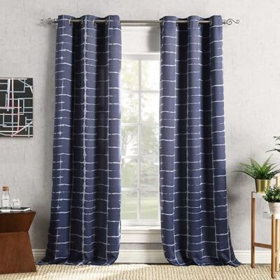 SUN ZERO Saki Shibori Print Blackout Grommet Curtain Panel, 40" x 84", Navy SUN ZERO Saki Shibori Print Blackout Grommet Curtain Panel, 40" x 84", Navy