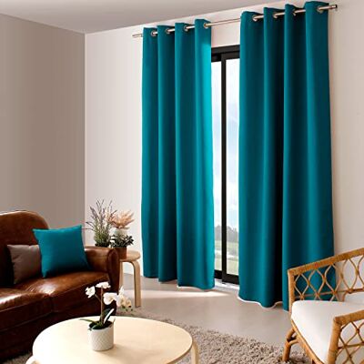 Enjoy Home ED Verdunkelungsvorhang mit silberfarbenen Ösen, Entenblau, 140 x 240 cm, 100% Polyester, Stoff Öko-TEX, Kollektion Lakritze Enjoy Home ED Verdunkelungsvorhang mit silberfarbenen Ösen, Entenblau, 140 x 240 cm, 100% Polyester, Stoff Öko-TEX, Kollektion Lakritze