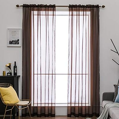 MIULEE Vorhänge Gardinen, Stangendurchzug Kaffee, 2er Set 225x140cm Transparente Gardine aus Voile, Luftig Leicht, Einfarbig Dekoschal für Wohnzimmer & Schlafzimmer MIULEE Vorhänge Gardinen, Stangendurchzug Kaffee, 2er Set 225x140cm Transparente Gardine aus Voile, Luftig Leicht, Einfarbig Dekoschal für Wohnzimmer & Schlafzimmer