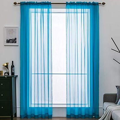 MIULEE Vorhänge Gardinen, Stangendurchzug Blau-Türkis, 2er Set 175x140cm Transparente Gardine aus Voile, Luftig Leicht, Einfarbig Dekoschal für Wohnzimmer & Schlafzimmer MIULEE Vorhänge Gardinen, Stangendurchzug Blau-Türkis, 2er Set 175x140cm Transparente Gardine aus Voile, Luftig Leicht, Einfarbig Dekoschal für Wohnzimmer & Schlafzimmer