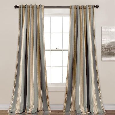 Lush Decor Julia Fenstervorhang, gestreift, lichtfilternd, 274,3 cm lang x 132,1 cm breit, Grau Lush Decor Julia Fenstervorhang, gestreift, lichtfilternd, 274,3 cm lang x 132,1 cm breit, Grau