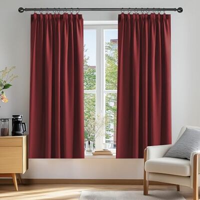 Deconovo Gardinen für Schienensystem Blickdicht Vorhänge gegen Hitze Rot 2er Set, H 138 x B 117 cm, Thermal Curtains, Schlafzimmer Gardinen, Raumtrenner Vorhang, Gardinen Kurz, für Schienensystem Deconovo Gardinen für Schienensystem Blickdicht Vorhänge gegen Hitze Rot 2er Set, H 138 x B 117 cm, Thermal Curtains, Schlafzimmer Gardinen, Raumtrenner Vorhang, Gardinen Kurz, für Schienensystem