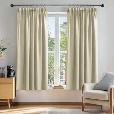 Deconovo Gardinen Kräuselband für Schienensystem Thermovorhang Deko Beige 2er Set, H 138 x B 117 cm, Blackout Curtain, Schlafzimmer Gardinen, Vorhänge Kurz, für Schienensystem, Schallschutz Vorhang Deconovo Gardinen Kräuselband für Schienensystem Thermovorhang Deko Beige 2er Set, H 138 x B 117 cm, Blackout Curtain, Schlafzimmer Gardinen, Vorhänge Kurz, für Schienensystem, Schallschutz Vorhang