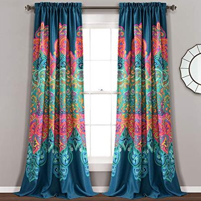 Lush Decor Boho Chic lichtfilternder Fenstervorhang, 213,4 x 132,1 cm + 5,1 cm Kopfleiste, Türkis und Marineblau, 213,4 x 132,1 cm, Türkis und Marineblau Lush Decor Boho Chic lichtfilternder Fenstervorhang, 213,4 x 132,1 cm + 5,1 cm Kopfleiste, Türkis und Marineblau, 213,4 x 132,1 cm, Türkis und Marineblau