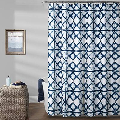 Lush Decor , Navy Geo Shibori Duschvorhang, 182,9 x 182,9 cm Lush Decor , Navy Geo Shibori Duschvorhang, 182,9 x 182,9 cm