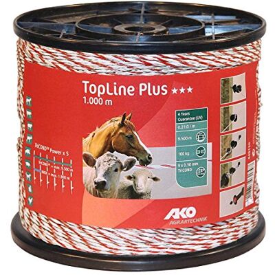 AKO Fencing AKO Litze TopLine Plus, 200 m, 0,3 mm Weidezaunlitze, weiß/blau, 6 × TriCOND, Elektrozaun AKO Fencing AKO Litze TopLine Plus, 200 m, 0,3 mm Weidezaunlitze, weiß/blau, 6 × TriCOND, Elektrozaun