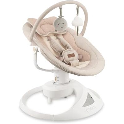 Momi Babywippe PEARL für Babys bis 9 kg, 360° drehbarer Sitz, LED-Panel, Bluetooth, Fernbedienung, Batterie- oder Netzbetrieb, Netzteil mit USB-Kabel, 5-Punkt-Sicherheitsgurt, Bügel und Spielzeug Momi Babywippe PEARL für Babys bis 9 kg, 360° drehbarer Sitz, LED-Panel, Bluetooth, Fernbedienung, Batterie- oder Netzbetrieb, Netzteil mit USB-Kabel, 5-Punkt-Sicherheitsgurt, Bügel und Spielzeug