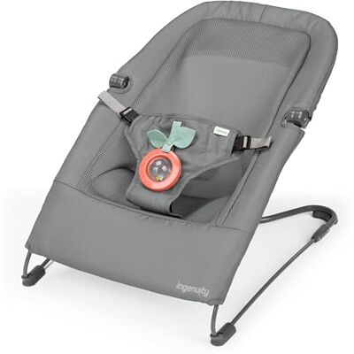 Ingenuity Stow & Go kompakte Falt Babywippe, leichter tragbarer Sitz mit Vibration & Spielzeug, Grau, Ingenuity Stow & Go kompakte Falt Babywippe, leichter tragbarer Sitz mit Vibration & Spielzeug, Grau,