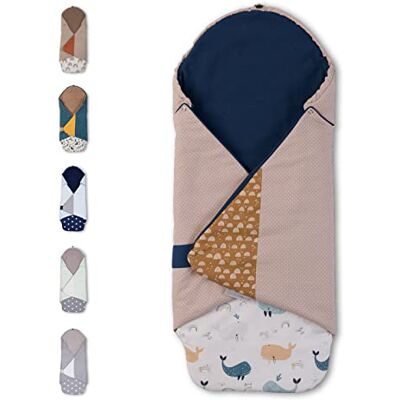 ULLENBOOM Einschlagdecke Babyschale Sommer, Aus 100% OEKO-TEX Materialien Wale (Made in EU) Decke für Babyschale & Kinderwagen, Für gängige Kindersitze, ideal für 0 bis 9 Monate ULLENBOOM Einschlagdecke Babyschale Sommer, Aus 100% OEKO-TEX Materialien Wale (Made in EU) Decke für Babyschale & Kinderwagen, Für gängige Kindersitze, ideal für 0 bis 9 Monate