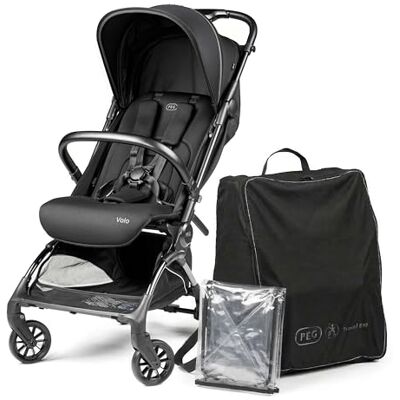 Peg Perego PEG Leichter Buggy Volo mit Regenschutz, Handgepäckgröße, Flugzeuggeeignet, Kompakt, Ab Geburt bis 22 kg, Reisetasche Inklusive, True Black Peg Perego PEG Leichter Buggy Volo mit Regenschutz, Handgepäckgröße, Flugzeuggeeignet, Kompakt, Ab Geburt bis 22 kg, Reisetasche Inklusive, True Black