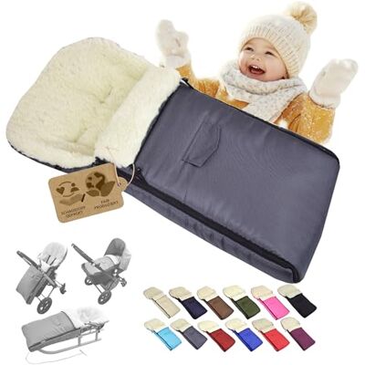 Babys-Dreams BAMBINIWELT universaler Winterfußsack 108 cm – aus Lammwolle, warm & weich – passend für Kinderwagen, Buggy & Schlitten – wasserabweisend & waschbar, Farbe: Dunkelgrau Babys-Dreams BAMBINIWELT universaler Winterfußsack 108 cm – aus Lammwolle, warm & weich – passend für Kinderwagen, Buggy & Schlitten – wasserabweisend & waschbar, Farbe: Dunkelgrau