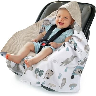 Medi Partners Einschlagdecke für Babyschale Ganzjahres-Babydecke universal 85 x 85 cm für Kinderwagen Buggy und Autositz Kuscheldecke (Mint Zoo mit Grauer Waffel) Medi Partners Einschlagdecke für Babyschale Ganzjahres-Babydecke universal 85 x 85 cm für Kinderwagen Buggy und Autositz Kuscheldecke (Mint Zoo mit Grauer Waffel)