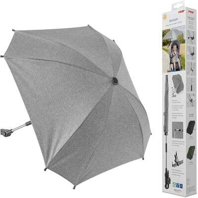 Reer ShineSafe Kinderwagen-Sonnenschirm UV-Schutz (UPF 80+) universal passend für Kombi- & Sportwagen Sonnenschutz mit Drehgelenk aus 100% rPET-Polyester Einfache Anbringung Grau-Melange Reer ShineSafe Kinderwagen-Sonnenschirm UV-Schutz (UPF 80+) universal passend für Kombi- & Sportwagen Sonnenschutz mit Drehgelenk aus 100% rPET-Polyester Einfache Anbringung Grau-Melange