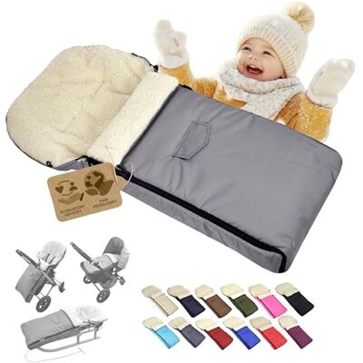 Babys-Dreams BAMBINIWELT universaler Winterfußsack 108 cm – aus Lammwolle, warm & weich – passend für Kinderwagen, Buggy & Schlitten – wasserabweisend & waschbar, Farbe: Hellgrau Babys-Dreams BAMBINIWELT universaler Winterfußsack 108 cm – aus Lammwolle, warm & weich – passend für Kinderwagen, Buggy & Schlitten – wasserabweisend & waschbar, Farbe: Hellgrau
