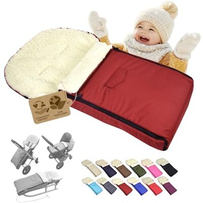 Babys-Dreams BAMBINIWELT universaler Winterfußsack 108 cm – aus Lammwolle, warm & weich – passend für Kinderwagen, Buggy & Schlitten – wasserabweisend & waschbar, Farbe: Bordeaux Babys-Dreams BAMBINIWELT universaler Winterfußsack 108 cm – aus Lammwolle, warm & weich – passend für Kinderwagen, Buggy & Schlitten – wasserabweisend & waschbar, Farbe: Bordeaux
