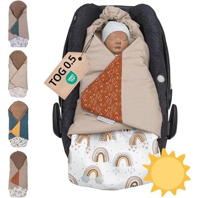 ULLENBOOM Einschlagdecke Babyschale Sommer, Aus 100% OEKO-TEX Materialien Regenbogen (Made in EU) Decke für Babyschale & Kinderwagen, Für gängige Kindersitze, ideal für 0 bis 9 Monate ULLENBOOM Einschlagdecke Babyschale Sommer, Aus 100% OEKO-TEX Materialien Regenbogen (Made in EU) Decke für Babyschale & Kinderwagen, Für gängige Kindersitze, ideal für 0 bis 9 Monate