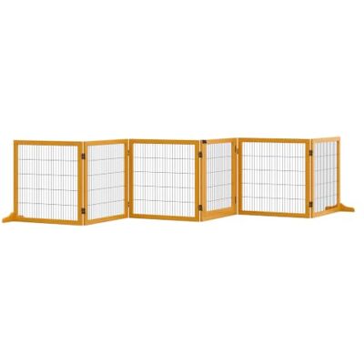 PawHut Absperrgitter Hund Verstellbar Freistehend 70H x 432B cm Gelb Schutzgitter mit Füßen, Holz Hundegitter, Klappbar, Treppenschutzgitter, für Treppen Türen Flur Küche, 6 Paneelen PawHut Absperrgitter Hund Verstellbar Freistehend 70H x 432B cm Gelb Schutzgitter mit Füßen, Holz Hundegitter, Klappbar, Treppenschutzgitter, für Treppen Türen Flur Küche, 6 Paneelen