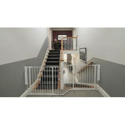 Safetots Zwei-Tür-Treppenschutzgitter Set, Weiß, 220cm Gesamtlänge, Schraubmontage, 70cm Höhe Safetots Zwei-Tür-Treppenschutzgitter Set, Weiß, 220cm Gesamtlänge, Schraubmontage, 70cm Höhe