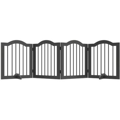 PawHut Absperrgitter Hund Faltbar Freistehend 208 x 61 cm Schwarz 4-Teilig, Hundegitter mit Tür, Türschutzgitter mit 2 Stützfüßen, Treppengitter für Küche, Flur PawHut Absperrgitter Hund Faltbar Freistehend 208 x 61 cm Schwarz 4-Teilig, Hundegitter mit Tür, Türschutzgitter mit 2 Stützfüßen, Treppengitter für Küche, Flur
