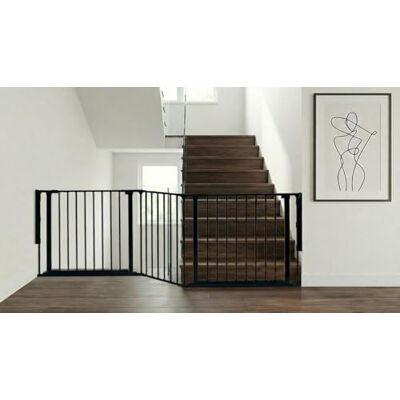 Safetots Zwei-Tür Multi-Panel Treppenschutzgitter, Schwarz, 226cm Länge, 70cm Höhe, Schraubmontage Safetots Zwei-Tür Multi-Panel Treppenschutzgitter, Schwarz, 226cm Länge, 70cm Höhe, Schraubmontage