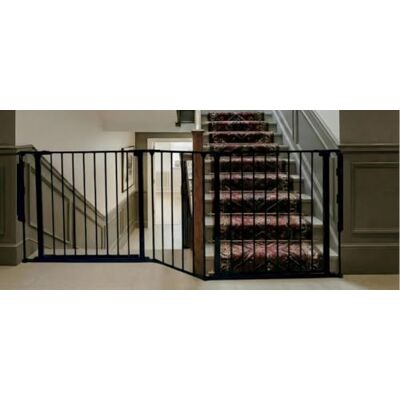 Safetots Zwei-Tür Treppenschutzgitter Set, Schwarz, 200cm Gesamtlänge, Wandmontage Safetots Zwei-Tür Treppenschutzgitter Set, Schwarz, 200cm Gesamtlänge, Wandmontage