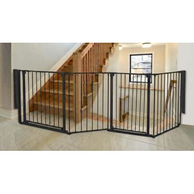 Safetots Zwei-Tür-Treppenschutzgitter mit Multi-Panel-Lösung, Schwarz, 246cm Gesamtlänge, Schraubmontage Safetots Zwei-Tür-Treppenschutzgitter mit Multi-Panel-Lösung, Schwarz, 246cm Gesamtlänge, Schraubmontage