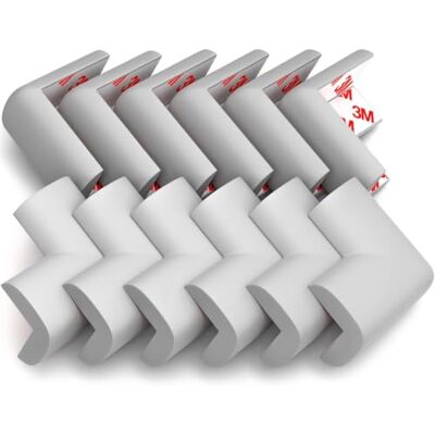 Komfortology Möbel-Eckenschutz, 12 Ecken, selbstklebend, kindersicher, weiches Gummi, schützendes Schaumstoffkissen, 3M-vorversiegelt, Baby-Kinder-Gärset Grau Komfortology Möbel-Eckenschutz, 12 Ecken, selbstklebend, kindersicher, weiches Gummi, schützendes Schaumstoffkissen, 3M-vorversiegelt, Baby-Kinder-Gärset Grau