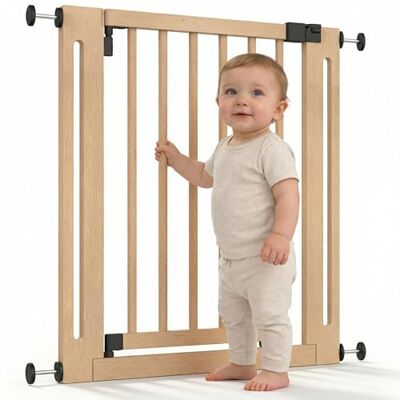 Safetots Wooden Elegance Treppenschutzgitter aus Holz Natur – Türschutzgitter ohne Bohren – Maximale Sicherheit für Kinder & Haustiere – Stilvolles Tür & Treppengitter 71cm 79cm – Beidseitig öffnend Safetots Wooden Elegance Treppenschutzgitter aus Holz Natur – Türschutzgitter ohne Bohren – Maximale Sicherheit für Kinder & Haustiere – Stilvolles Tür & Treppengitter 71cm 79cm – Beidseitig öffnend