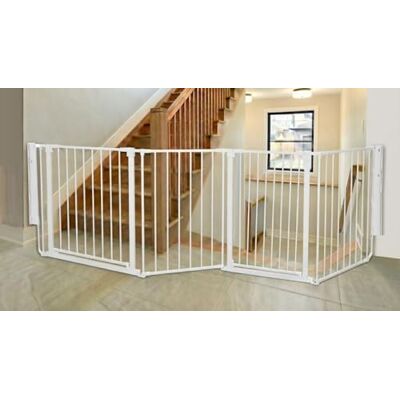 Safetots Zwei-Tür-Treppenschutzgitter Set, Weiß, 246cm Gesamtlänge, Schraubmontage, 70cm Höhe Safetots Zwei-Tür-Treppenschutzgitter Set, Weiß, 246cm Gesamtlänge, Schraubmontage, 70cm Höhe