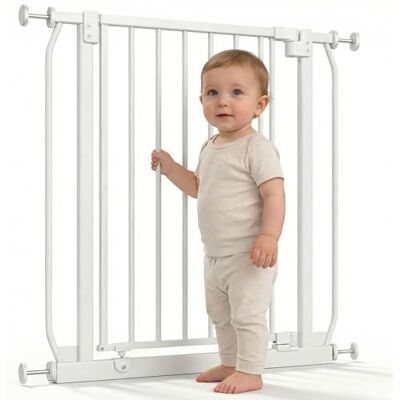 Safetots Elite Pressure Treppenschutzgitter Weiß – Ohne Bohren – Auto-Close & Stay-Open ab 90° – Extra breit bis 71cm-80cm – Beidseitig öffnend – Hochwertiges Sicherheitsgitter für Kinder & Haustiere Safetots Elite Pressure Treppenschutzgitter Weiß – Ohne Bohren – Auto-Close & Stay-Open ab 90° – Extra breit bis 71cm-80cm – Beidseitig öffnend – Hochwertiges Sicherheitsgitter für Kinder & Haustiere