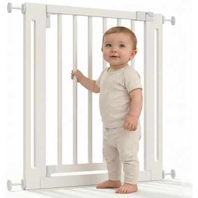Safetots Wooden Elegance Treppenschutzgitter aus Holz Weiß – Türschutzgitter ohne Bohren – Maximale Sicherheit für Kinder & Haustiere – Stilvolles Tür- & Treppengitter 71cm 79cm – Beidseitig öffnend Safetots Wooden Elegance Treppenschutzgitter aus Holz Weiß – Türschutzgitter ohne Bohren – Maximale Sicherheit für Kinder & Haustiere – Stilvolles Tür- & Treppengitter 71cm 79cm – Beidseitig öffnend