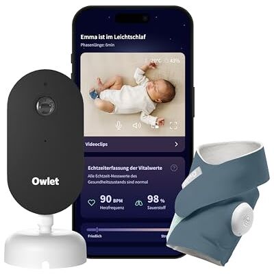 Owlet Dream Duo – Smartes Babyphone mit Sock & 2K-Kamera, Bedtime Blue Owlet Dream Duo – Smartes Babyphone mit Sock & 2K-Kamera, Bedtime Blue