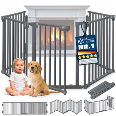 KESSER ® Kaminschutzgitter mit Tür 360 cm Metall Ofenschutzgitter Laufgitter Laufstall Absperrgitter Tierschutzgitter Türschutzgitter für Kinder-Sicherung, 6-teilig Elemente (je 60 x 75 cm) Anthrazit KESSER ® Kaminschutzgitter mit Tür 360 cm Metall Ofenschutzgitter Laufgitter Laufstall Absperrgitter Tierschutzgitter Türschutzgitter für Kinder-Sicherung, 6-teilig Elemente (je 60 x 75 cm) Anthrazit