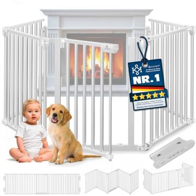 KESSER ® Kaminschutzgitter mit Tür 360 cm Metall Ofenschutzgitter Laufgitter Laufstall Absperrgitter Tierschutzgitter Türschutzgitter für Kinder-Sicherung, 6-teilig Elemente (je 60 x 75 cm) Weiß KESSER ® Kaminschutzgitter mit Tür 360 cm Metall Ofenschutzgitter Laufgitter Laufstall Absperrgitter Tierschutzgitter Türschutzgitter für Kinder-Sicherung, 6-teilig Elemente (je 60 x 75 cm) Weiß