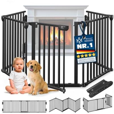KESSER ® Kaminschutzgitter mit Tür 420 cm Metall Ofenschutzgitter Laufgitter Laufstall Absperrgitter Tierschutzgitter Türschutzgitter für Kinder-Sicherung, 7-teilig Elemente (je 60 x 75 cm) Schwarz KESSER ® Kaminschutzgitter mit Tür 420 cm Metall Ofenschutzgitter Laufgitter Laufstall Absperrgitter Tierschutzgitter Türschutzgitter für Kinder-Sicherung, 7-teilig Elemente (je 60 x 75 cm) Schwarz