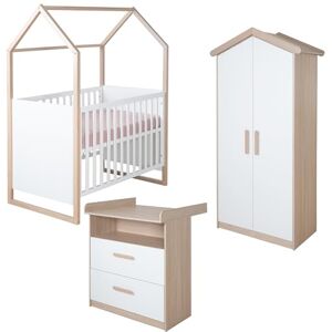 roba Babyzimmer Set Cabane 3-teilig Baby- & Beistellbett 60 x 120 cm + Wickelkommode + Kinderkleiderschrank 2-türig in Hausoptik Weiß/Dekor Eiche roba Babyzimmer Set Cabane 3-teilig Baby- & Beistellbett 60 x 120 cm + Wickelkommode + Kinderkleiderschrank 2-türig in Hausoptik Weiß/Dekor Eiche